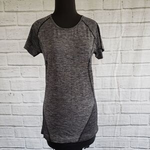 Zella dark gray short sleeve stretchy workout top